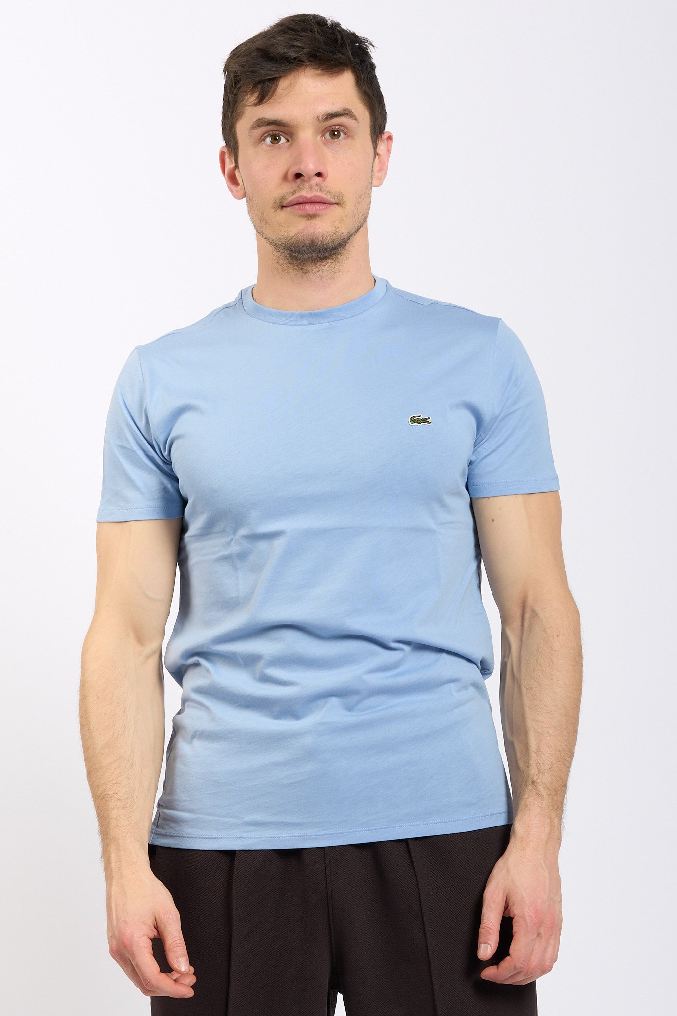 Lacoste T-shirt Cototne Leggero Azzurro Uomo-3