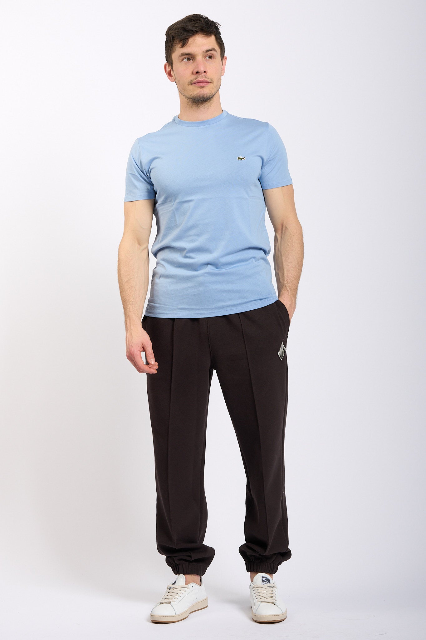 Lacoste T-shirt Cototne Leggero Azzurro Uomo-1