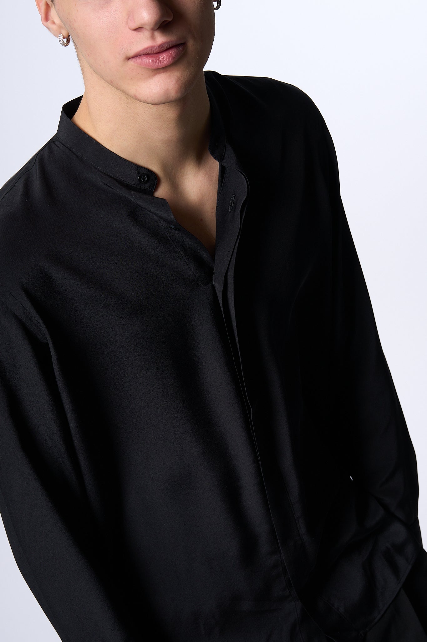 Laneus Camicia in Seta Nero Uomo-9