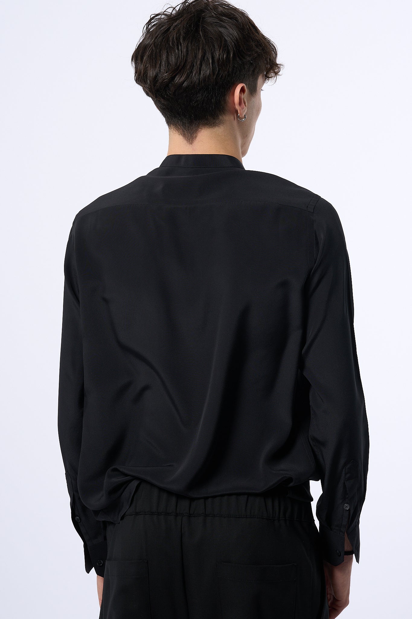 Laneus Camicia in Seta Nero Uomo-10