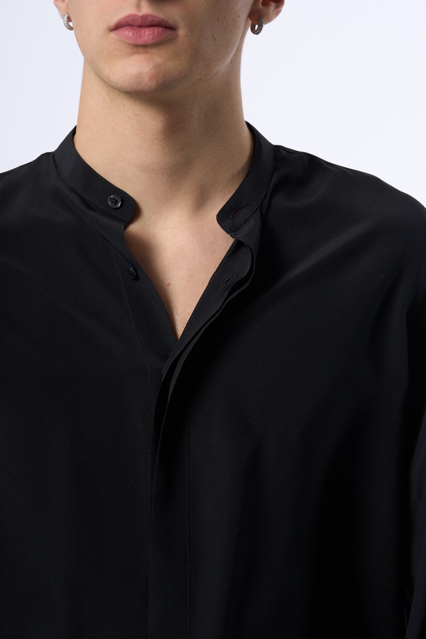 Laneus Camicia in Seta Nero Uomo-2