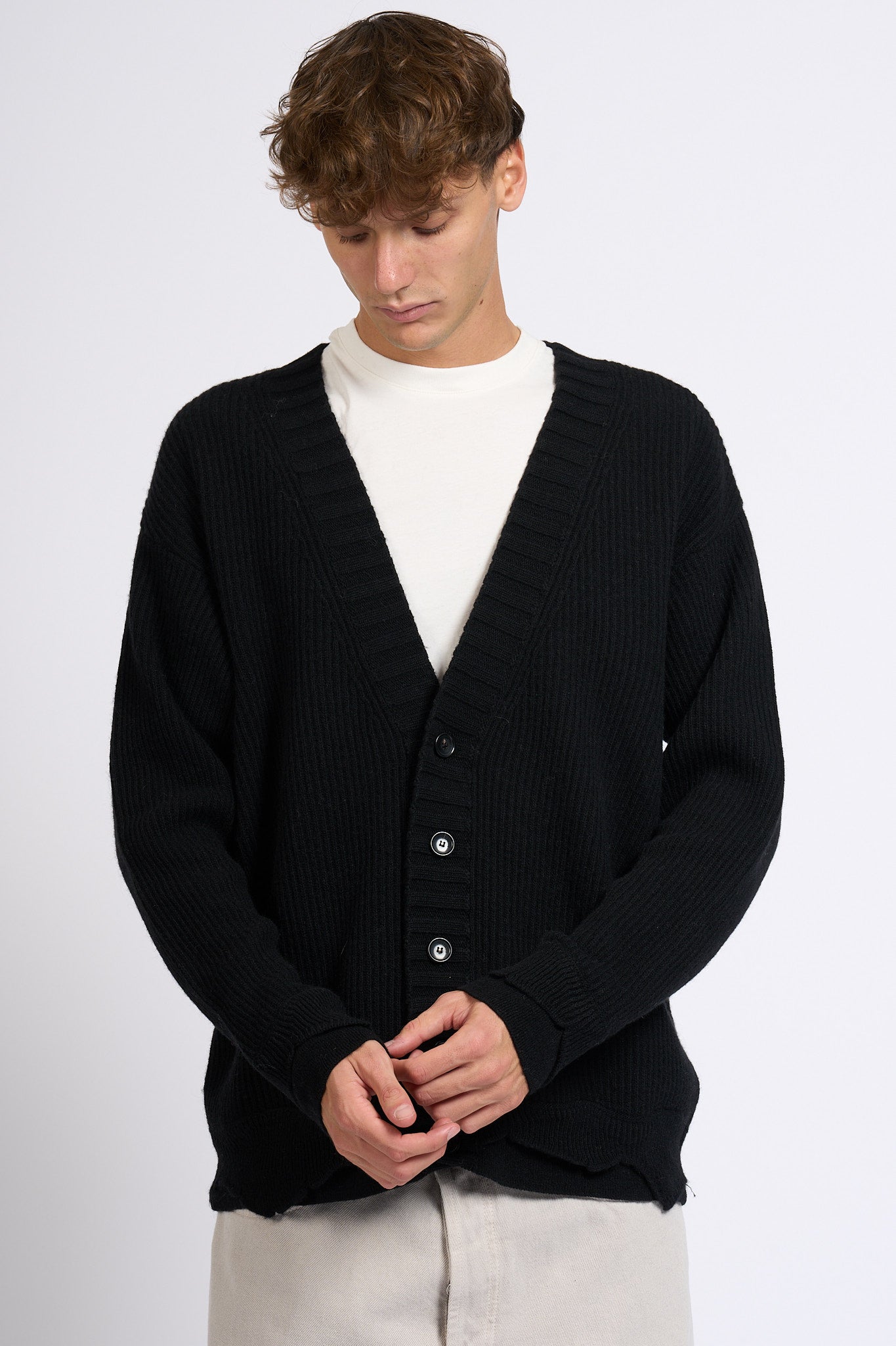 Laneus Cardigan Nero Uomo-3