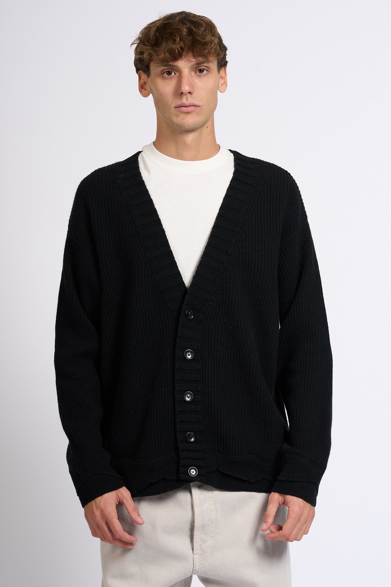 Laneus Cardigan Nero Uomo-4