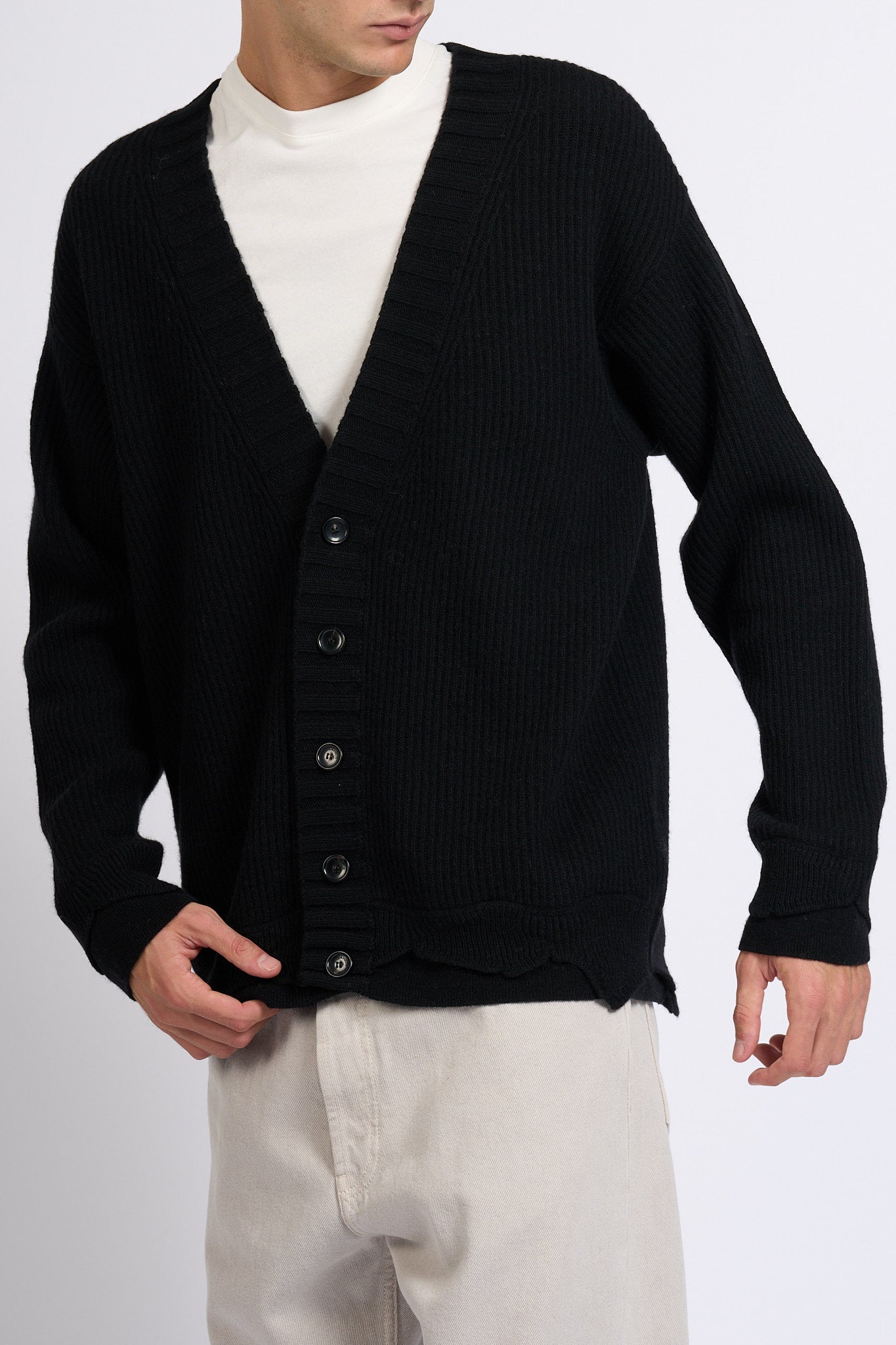 Laneus Cardigan Nero Uomo-5