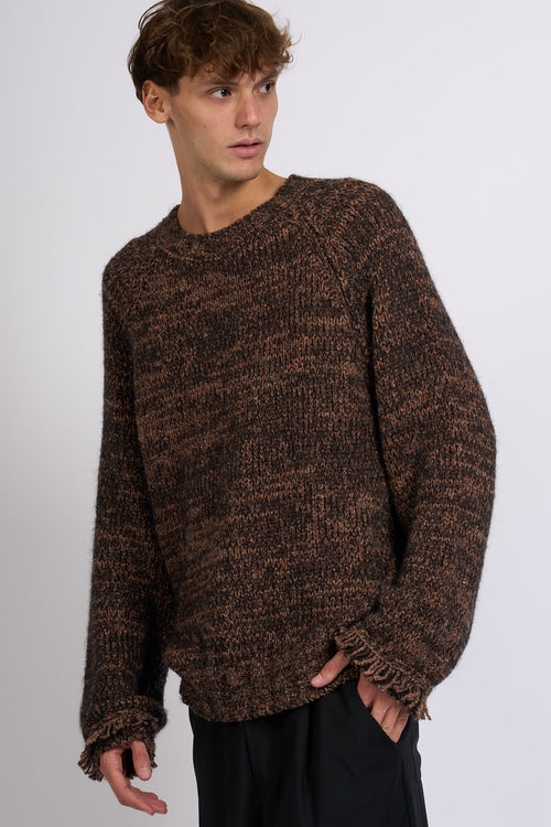 Laneus Maglia Over in Alpaca Marrone Uomo