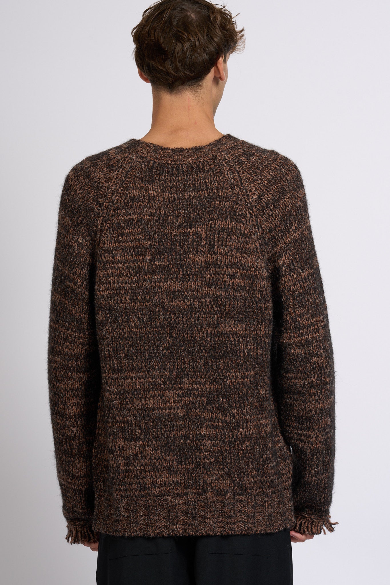 Laneus Maglia Over in Alpaca Marrone Uomo-5