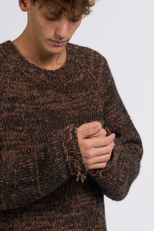 Laneus Maglia Over in Alpaca Marrone Uomo-2