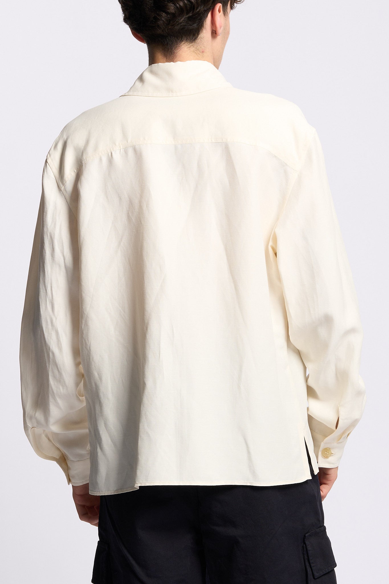 Laneus Overshirt in Lino e Viscosa Panna Uomo-4