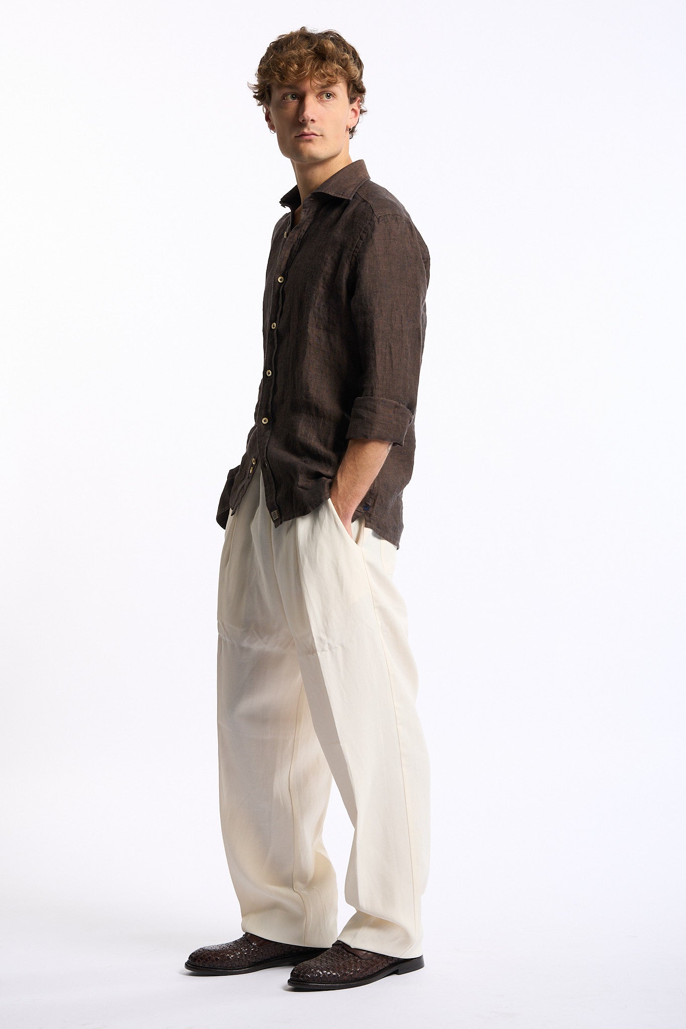 Laneus Pantalone Fluido Panna Uomo-4
