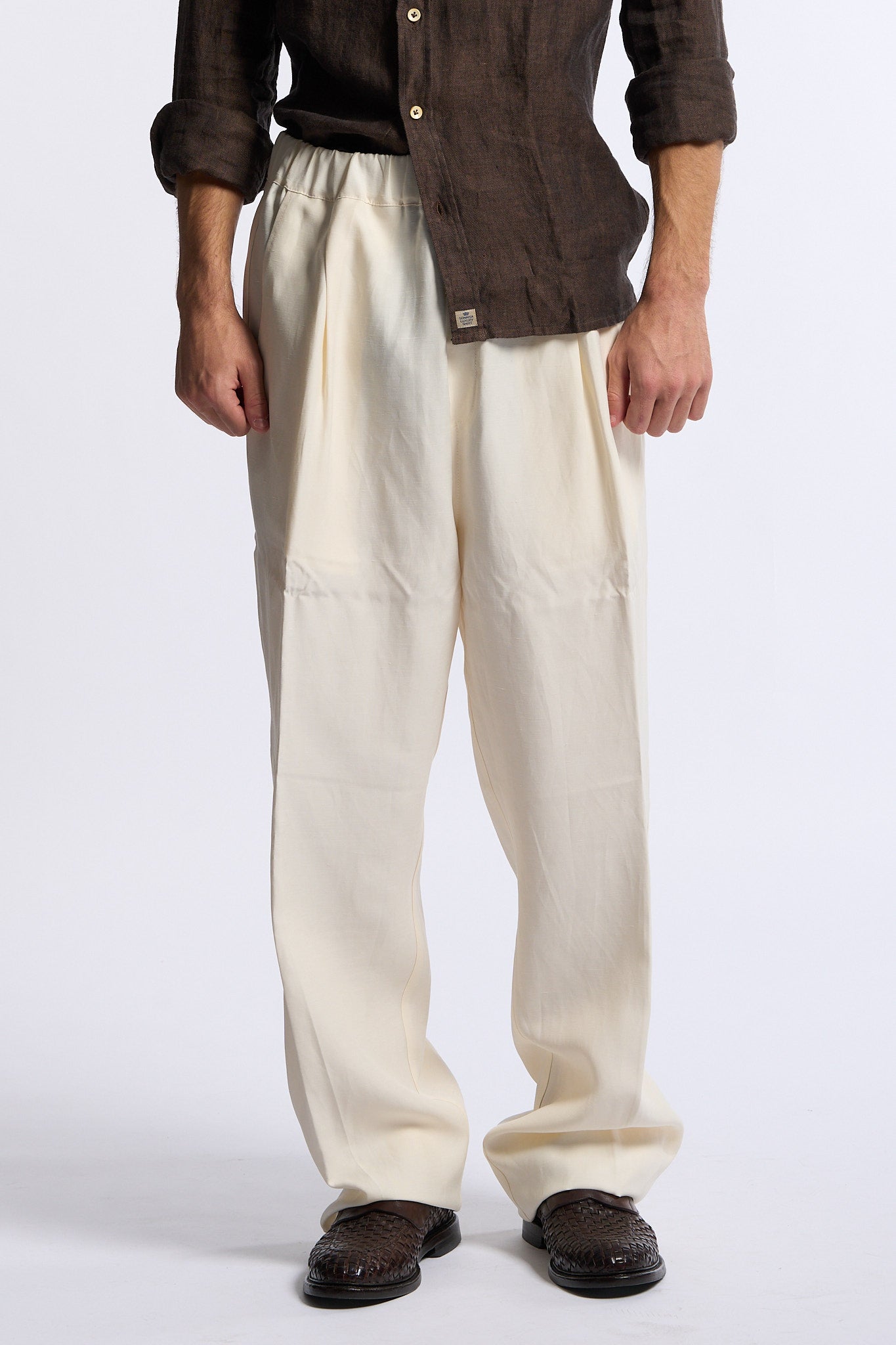 Laneus Pantalone Fluido Panna Uomo-3