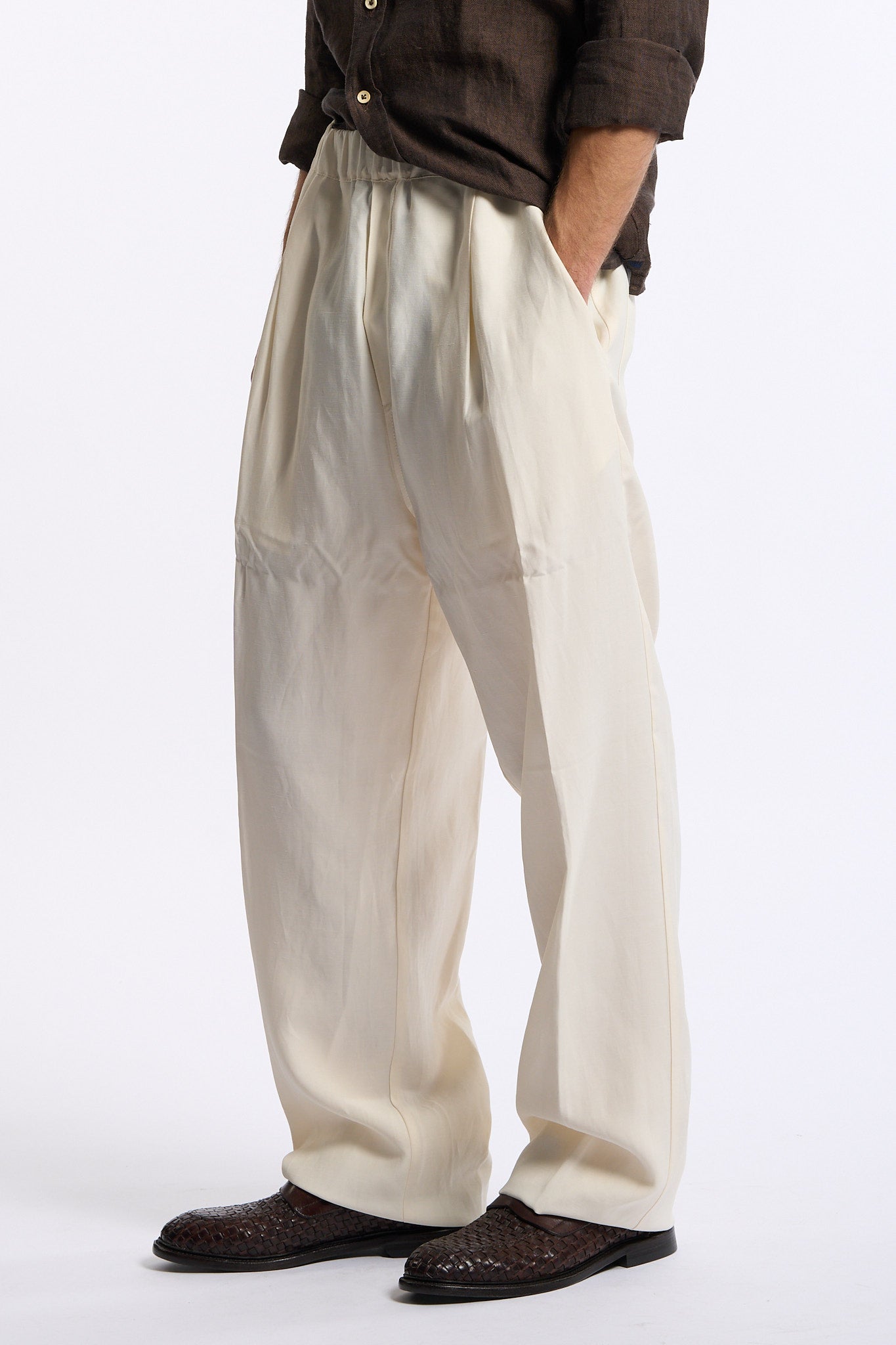 Laneus Pantalone Fluido Panna Uomo-2