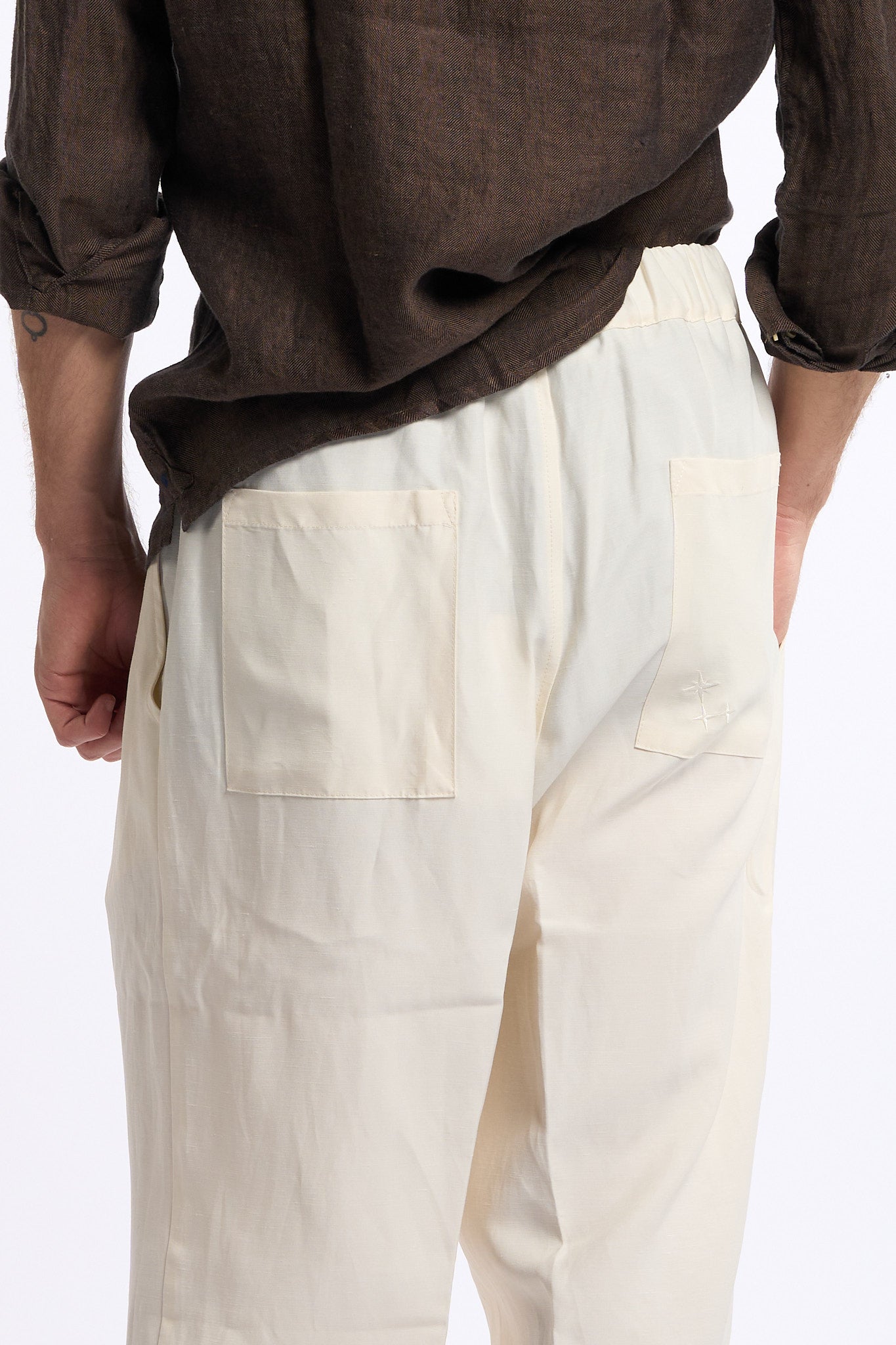 Laneus Pantalone Fluido Panna Uomo-6
