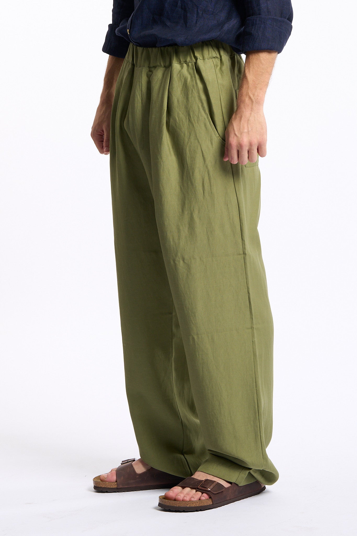 Laneus Pantalone Fluido Verde Uomo-5