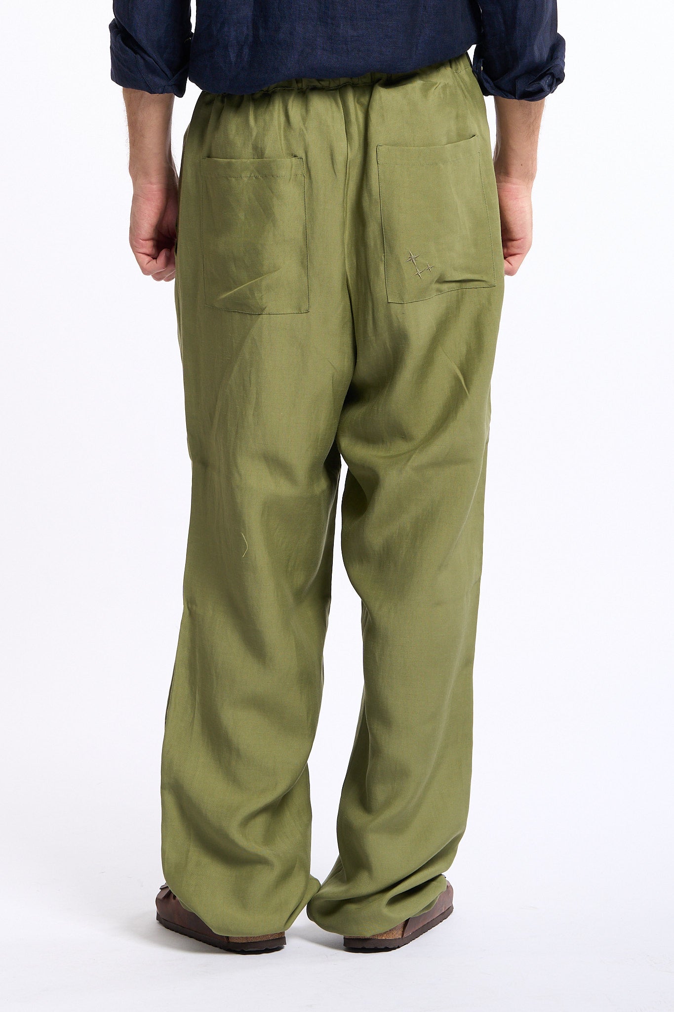 Laneus Pantalone Fluido Verde Uomo-1
