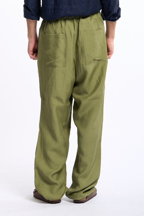 Laneus Pantalone Fluido Verde Uomo