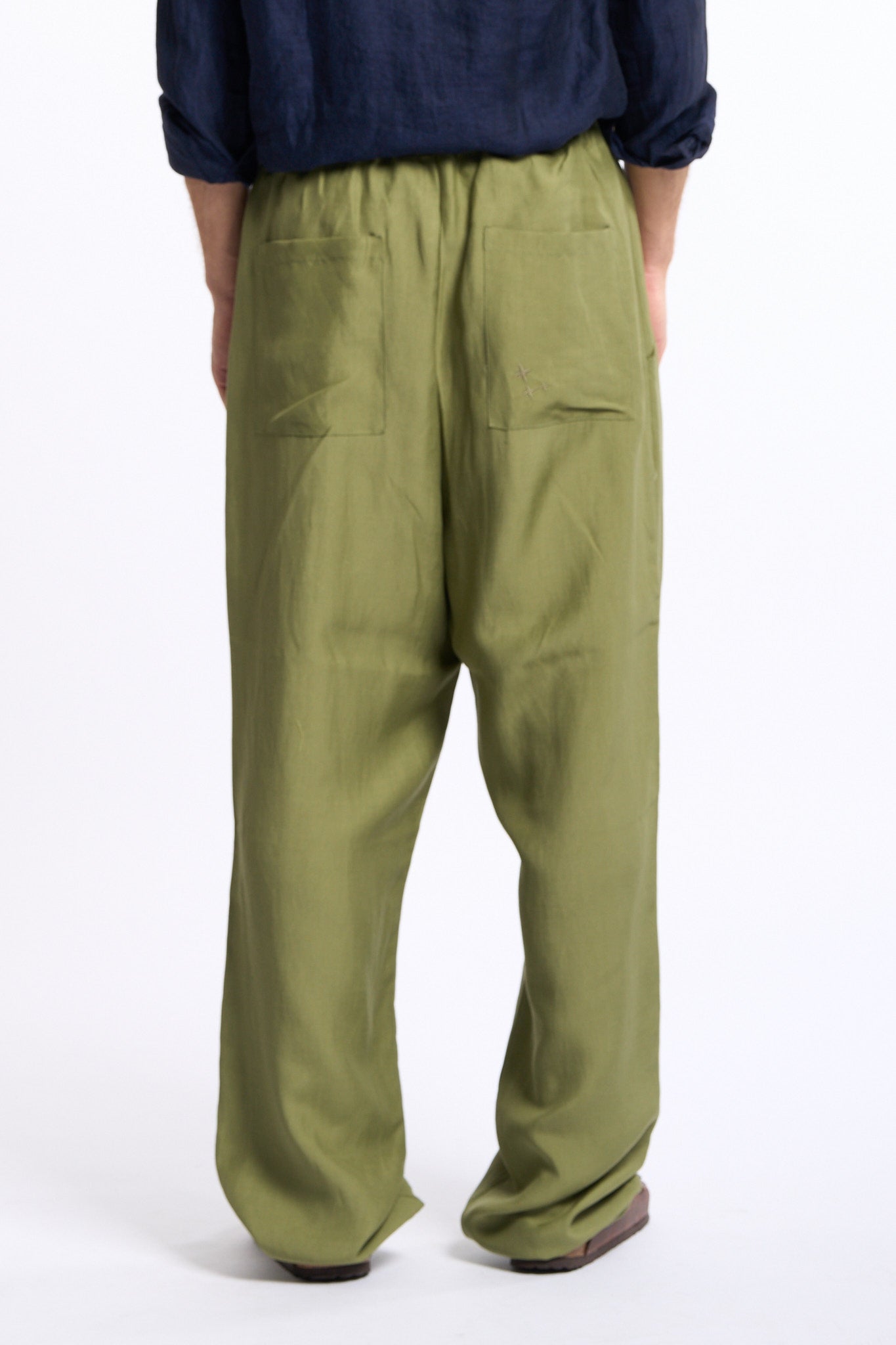 Laneus Pantalone Fluido Verde Uomo-6