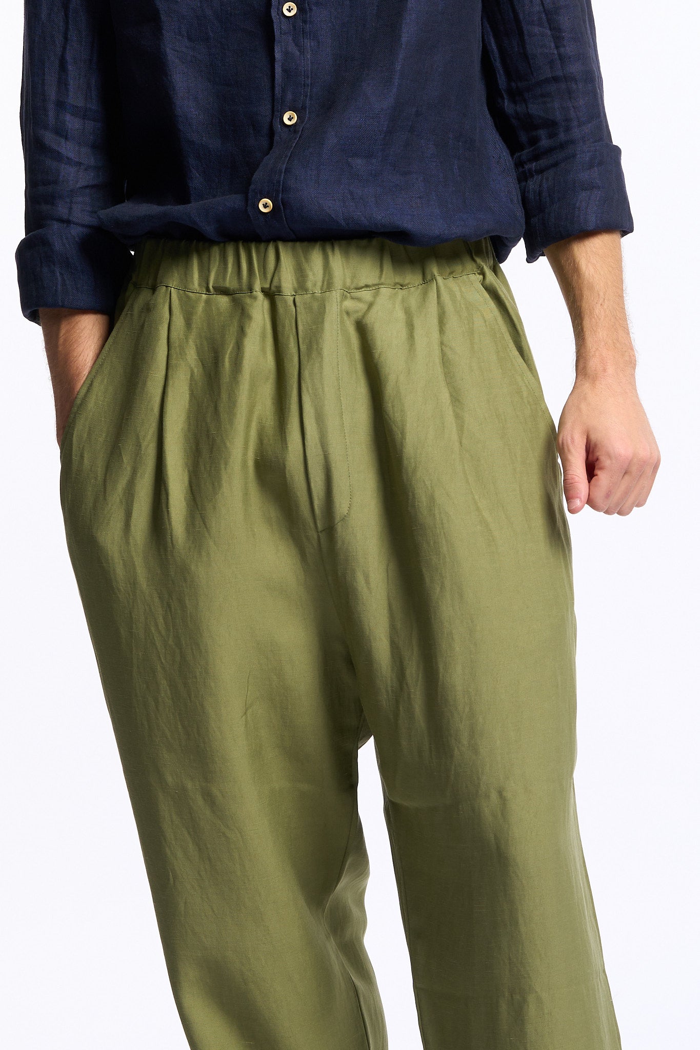 Laneus Pantalone Fluido Verde Uomo-2