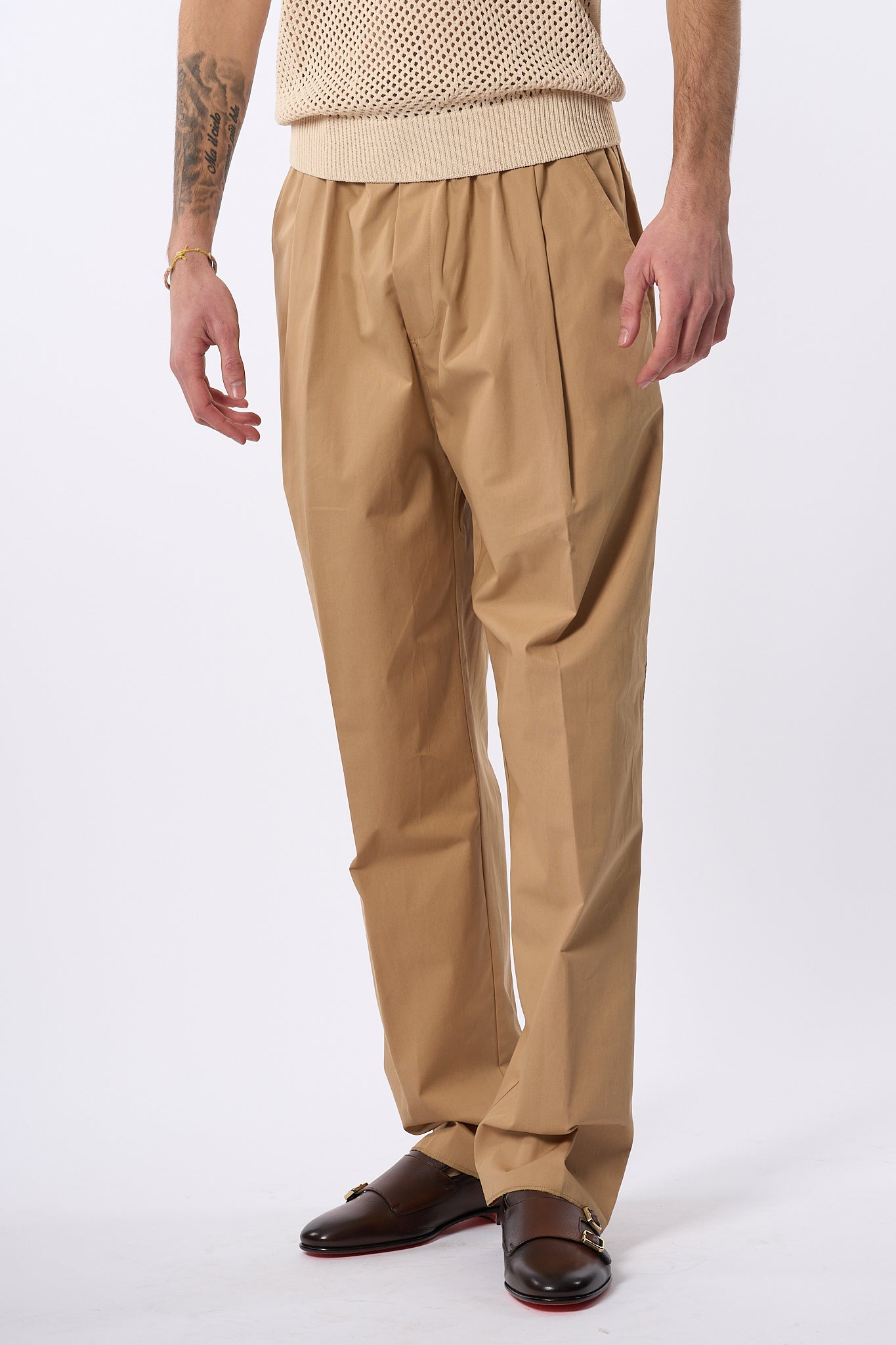 Laneus Pantalone Gamba Larga Cammello Uomo-5