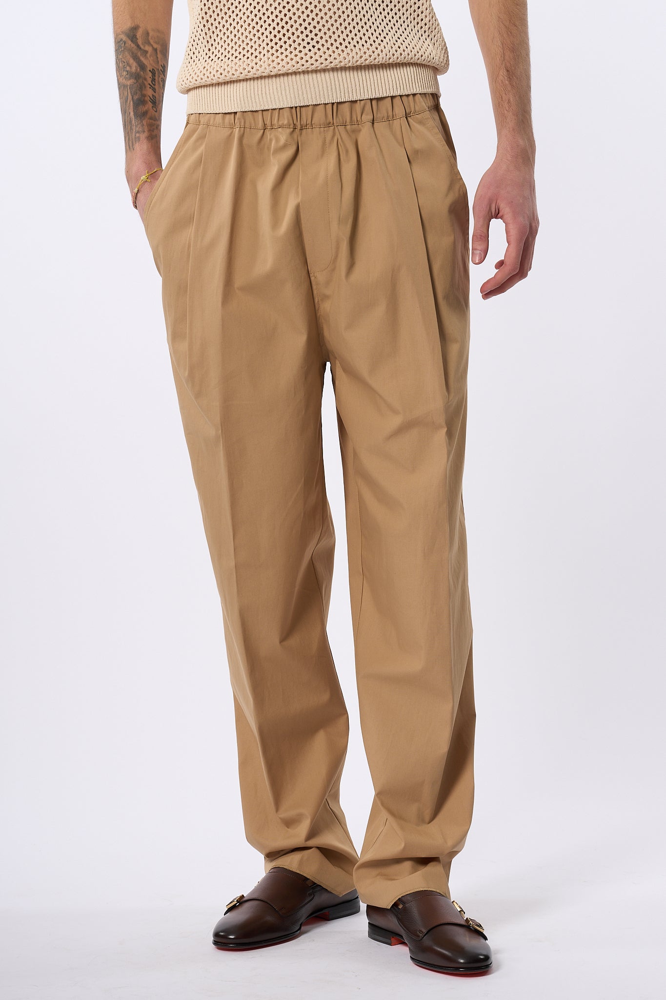 Laneus Pantalone Gamba Larga Cammello Uomo-1