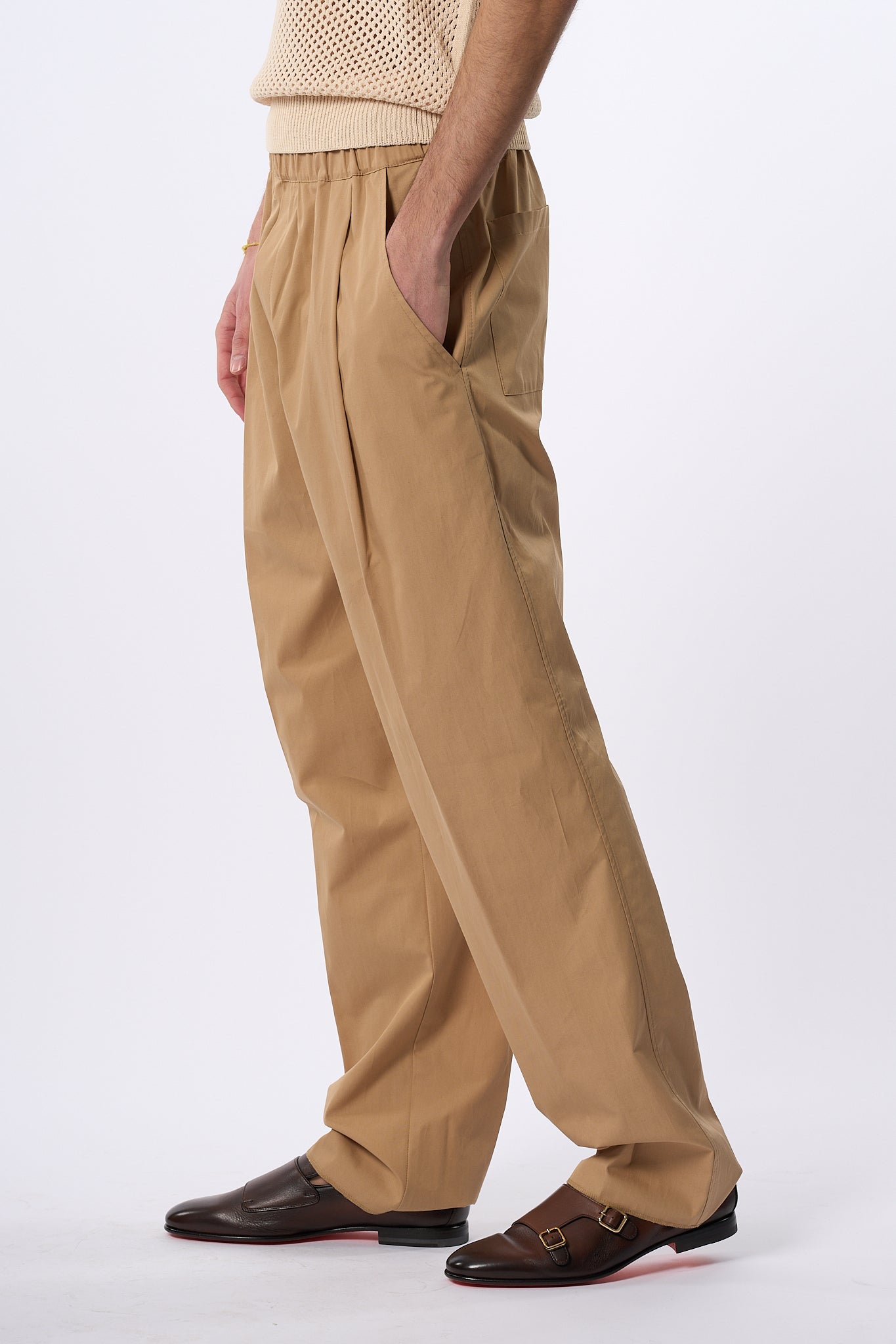 Laneus Pantalone Gamba Larga Cammello Uomo-6