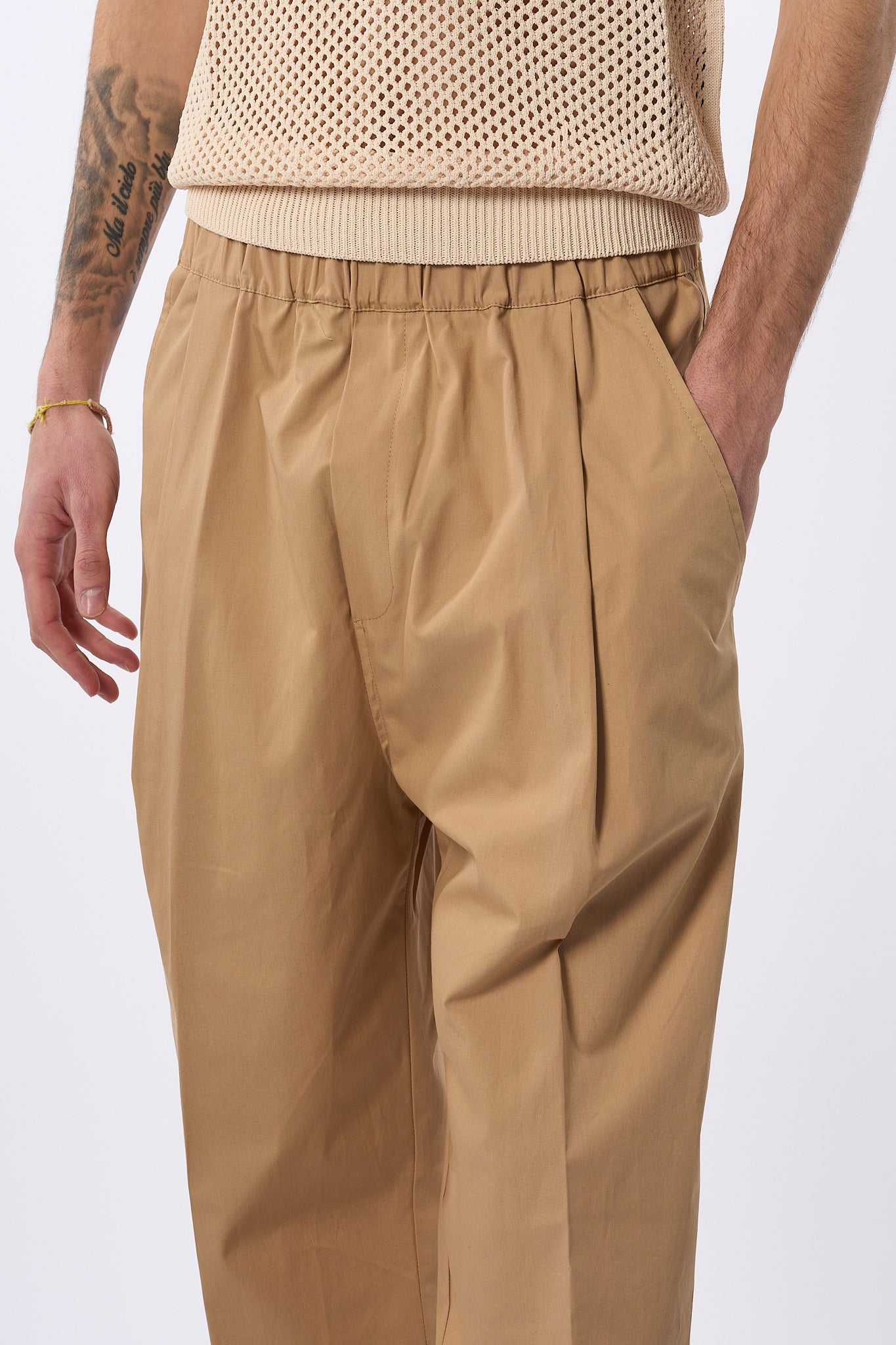 Laneus Pantalone Gamba Larga Cammello Uomo-3