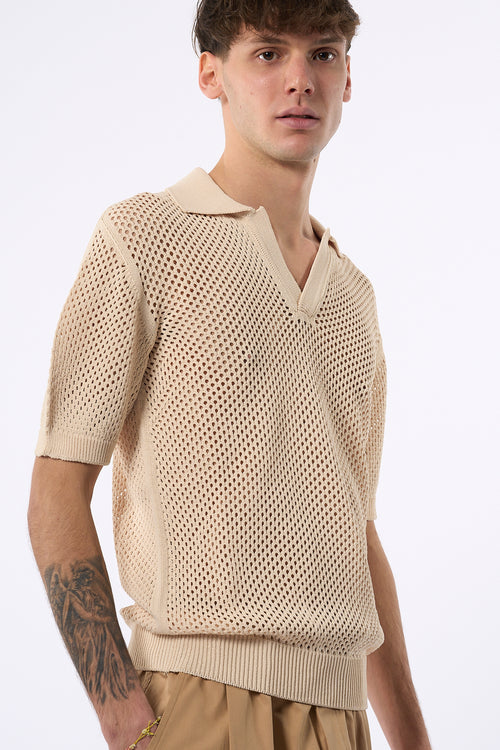 Laneus Polo Punto Rete Beige chiaro Uomo