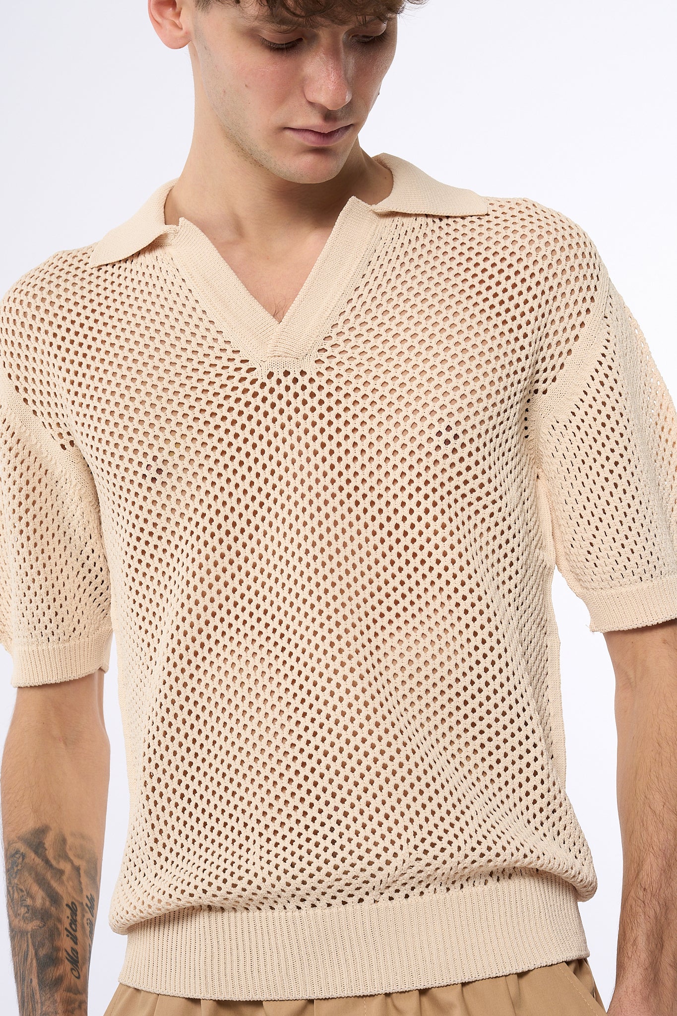 Laneus Polo Punto Rete Beige chiaro Uomo-8