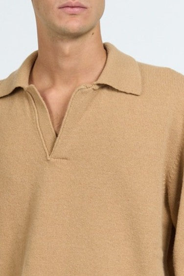 Laneus Polo misto Cashmere Cammello Uomo