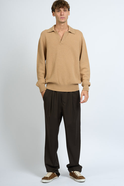Laneus Polo misto Cashmere Cammello Uomo-2