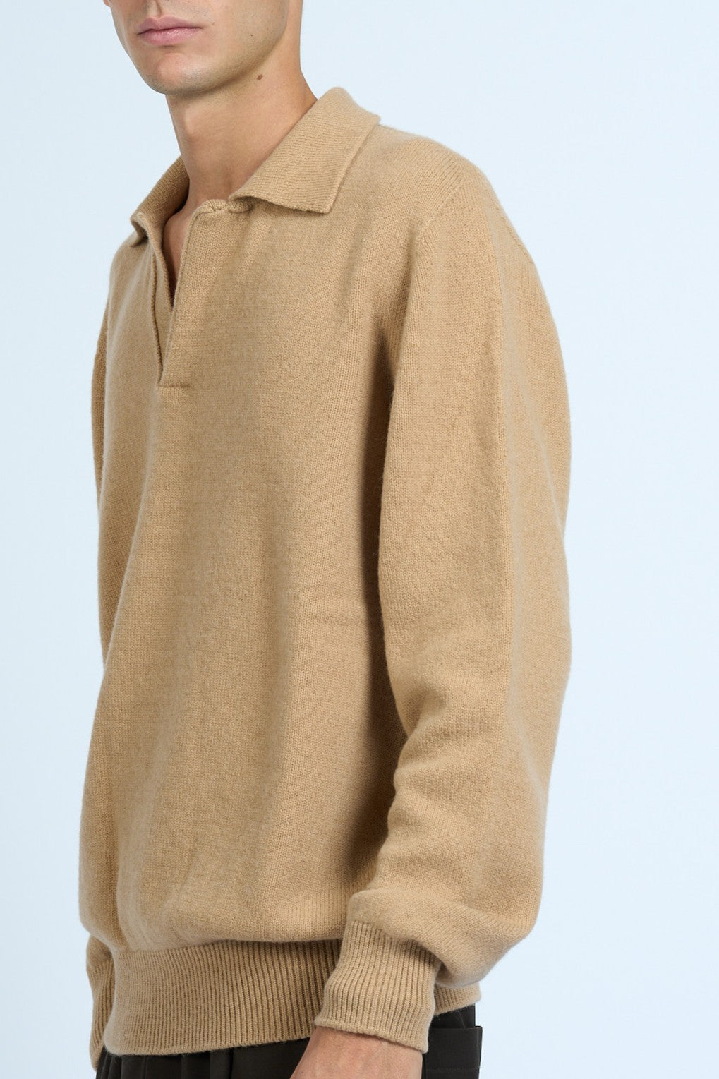 Laneus Polo misto Cashmere Cammello Uomo-4