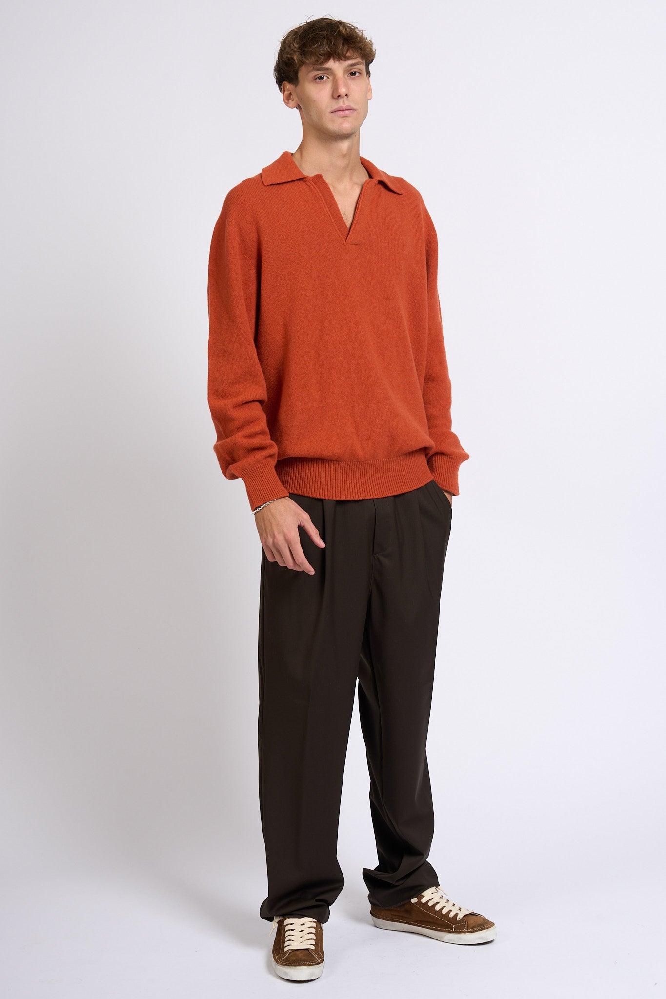 Laneus Polo misto Cashmere Mattone Uomo-8
