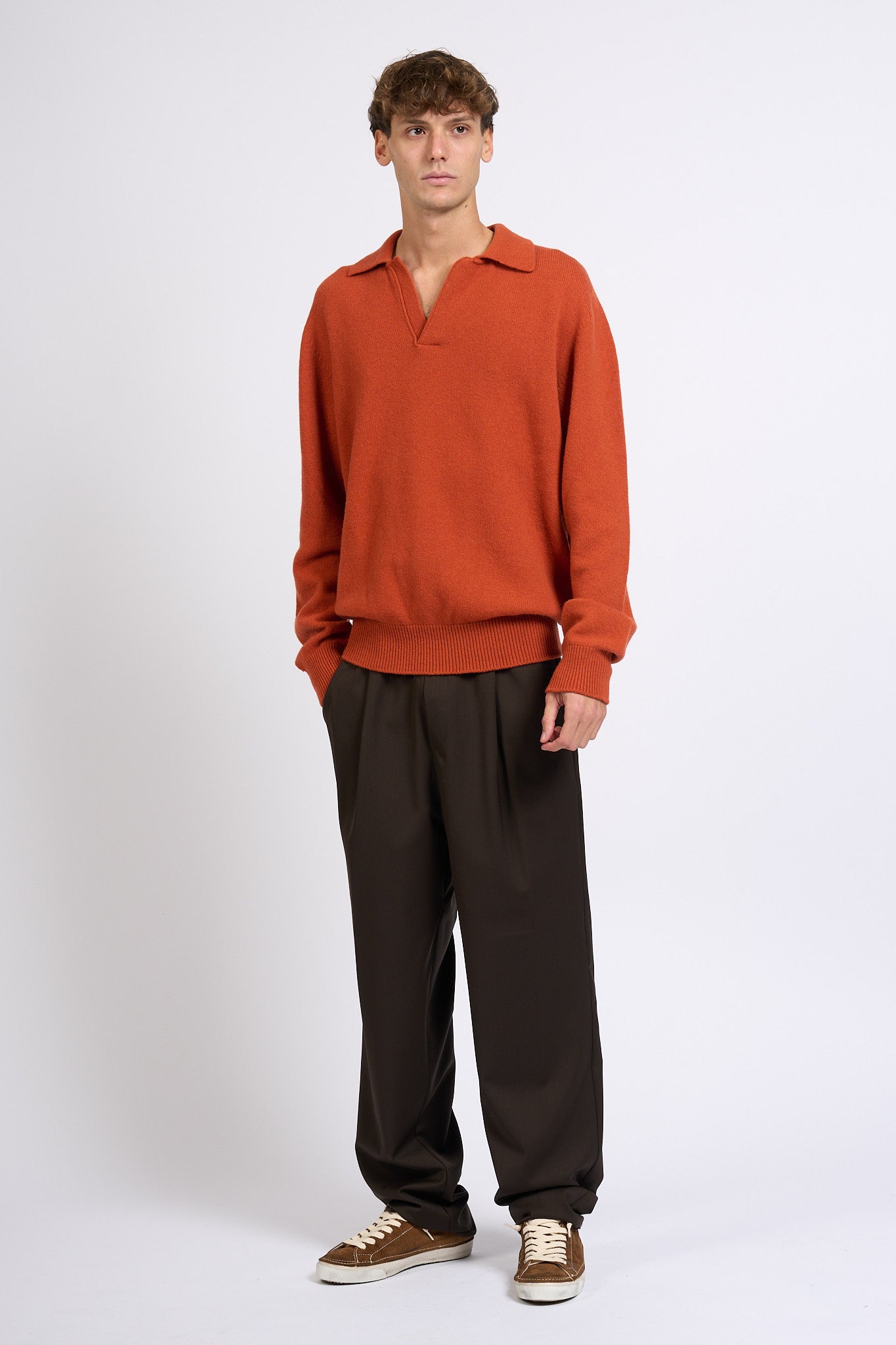 Laneus Polo misto Cashmere Mattone Uomo-6