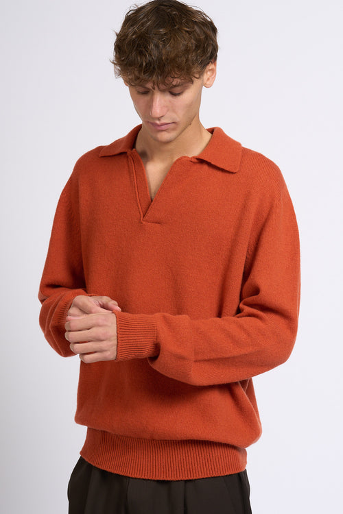 Laneus Polo misto Cashmere Mattone Uomo
