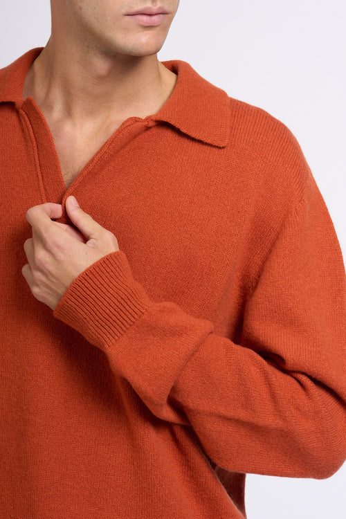 Laneus Polo misto Cashmere Mattone Uomo-2