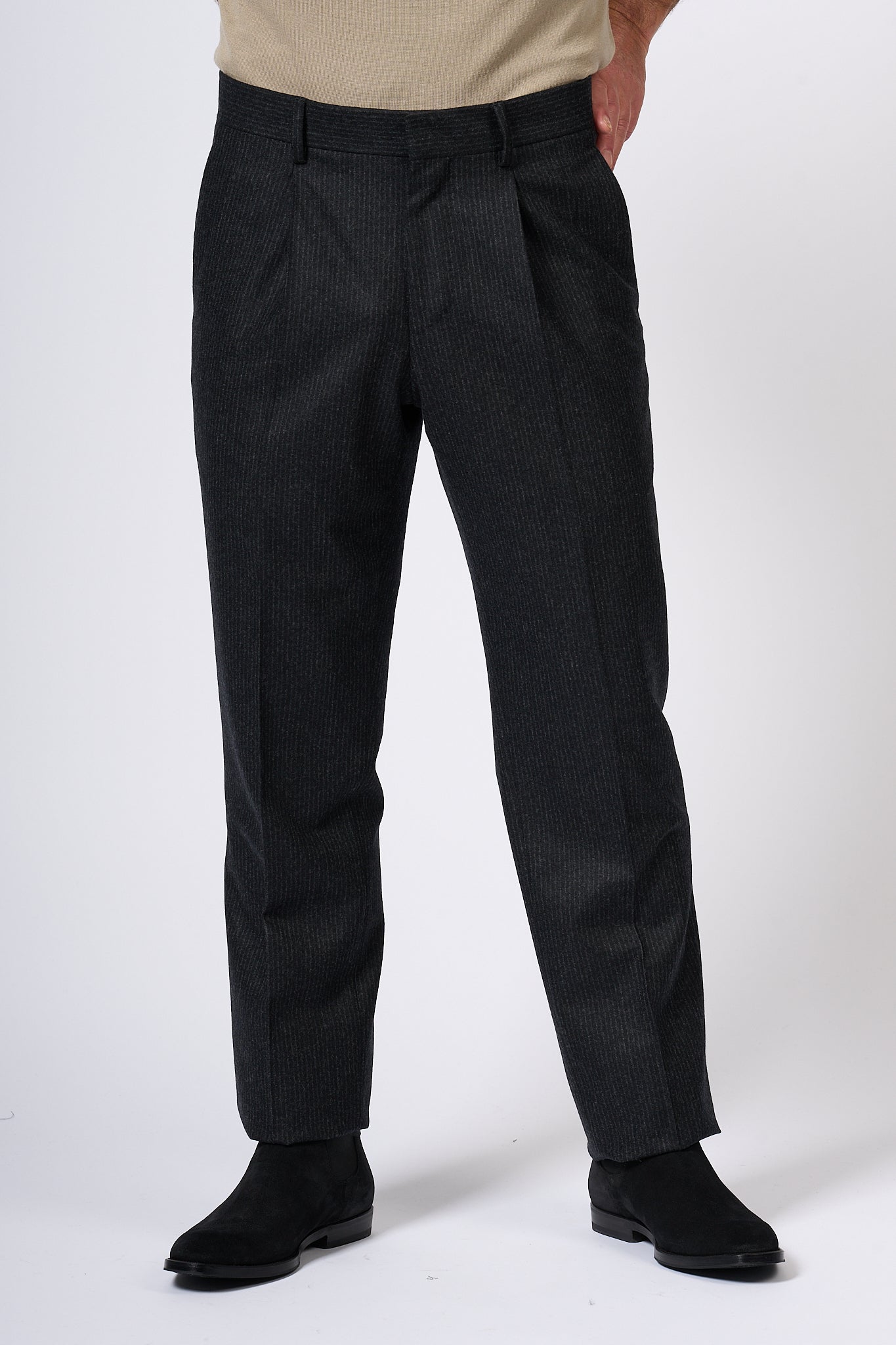 Lardini Pantalone Gessatino Antracite Uomo-1