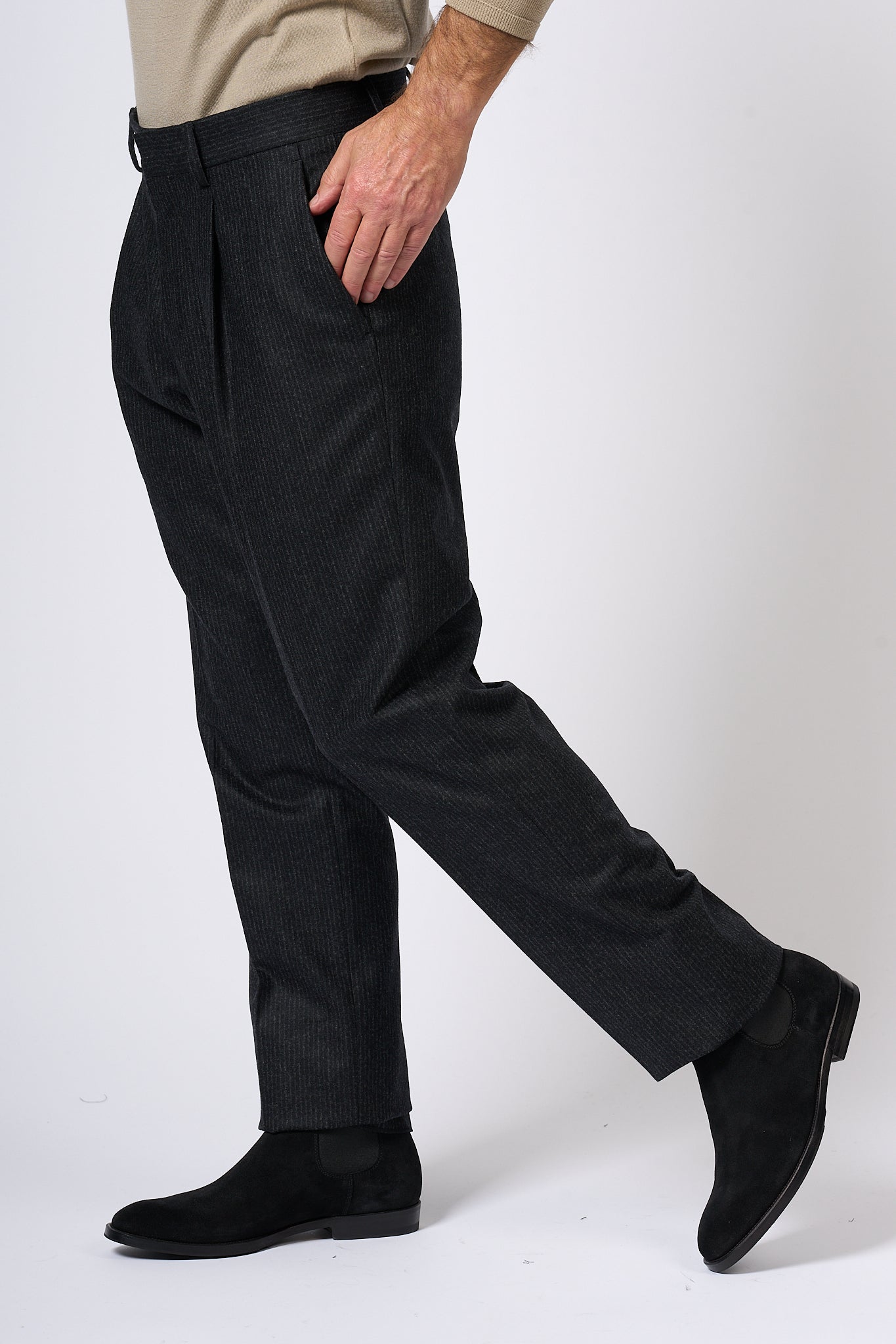 Lardini Pantalone Gessatino Antracite Uomo-4