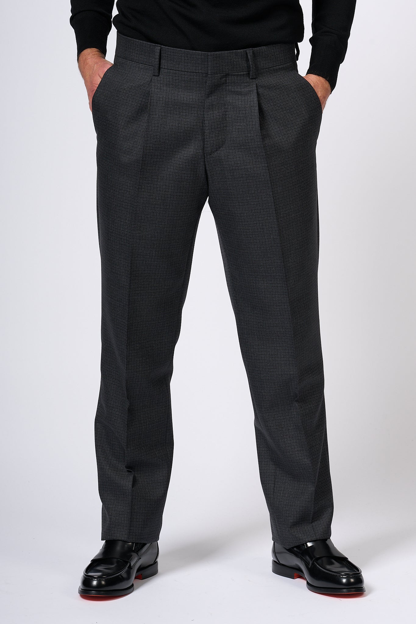 Lardini Pantalone Quadretto Antracite Uomo-3