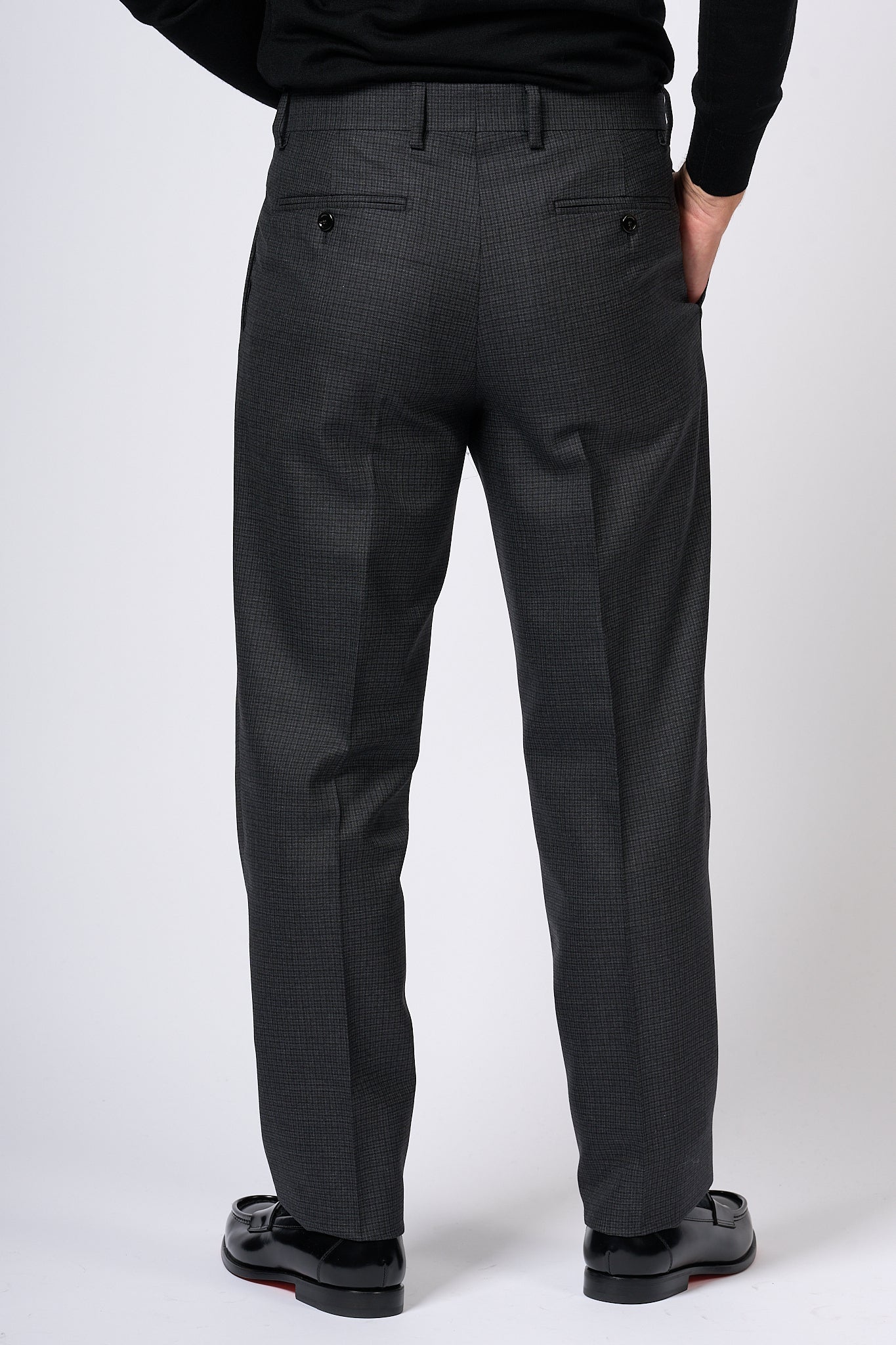 Lardini Pantalone Quadretto Antracite Uomo-4