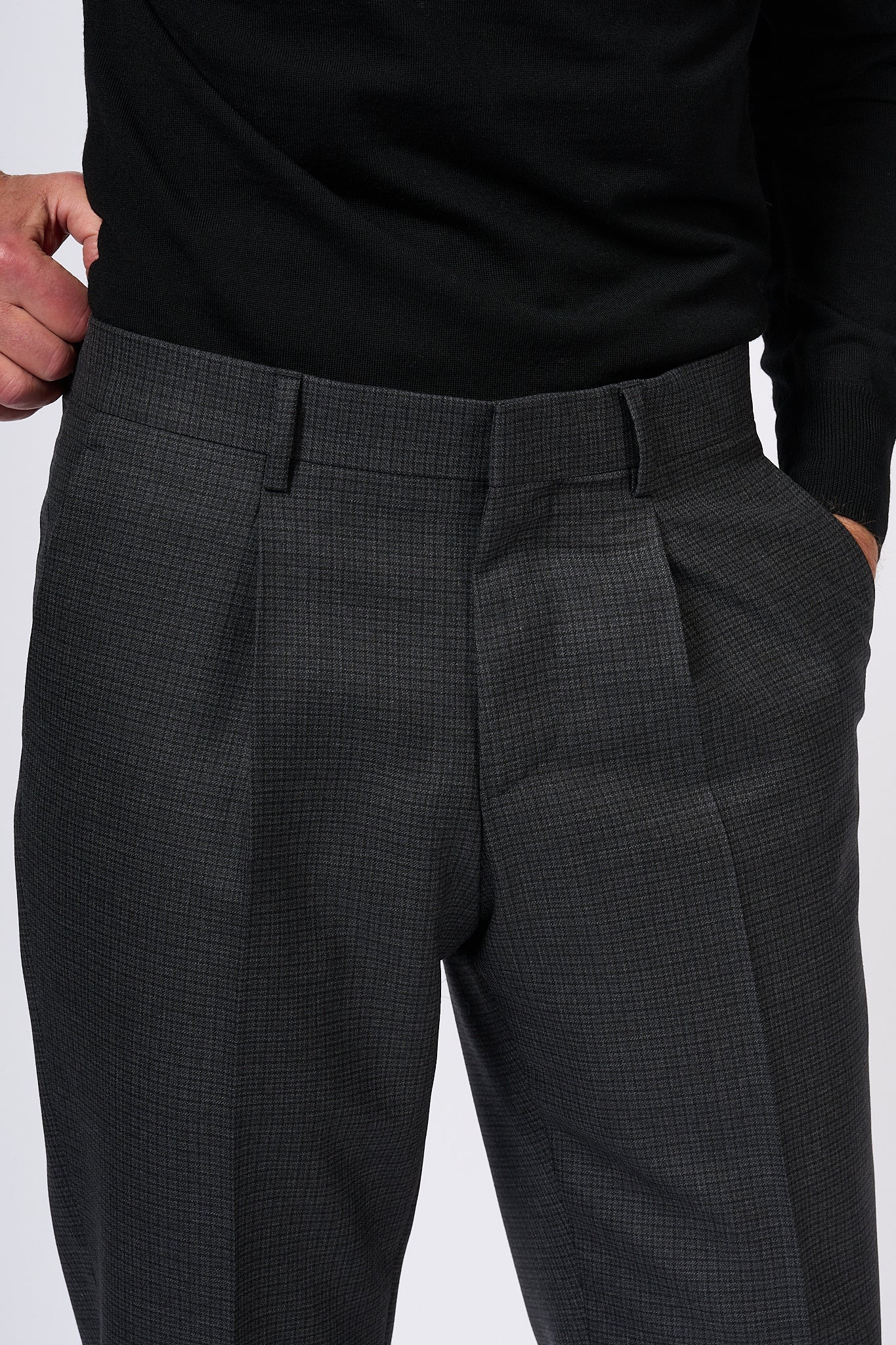 Lardini Pantalone Quadretto Antracite Uomo-2