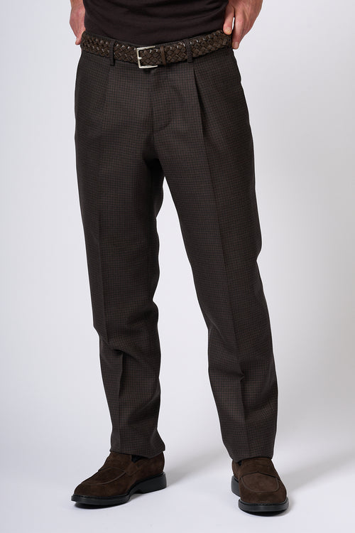 Lardini Pantalone Quadretto Marrone Uomo