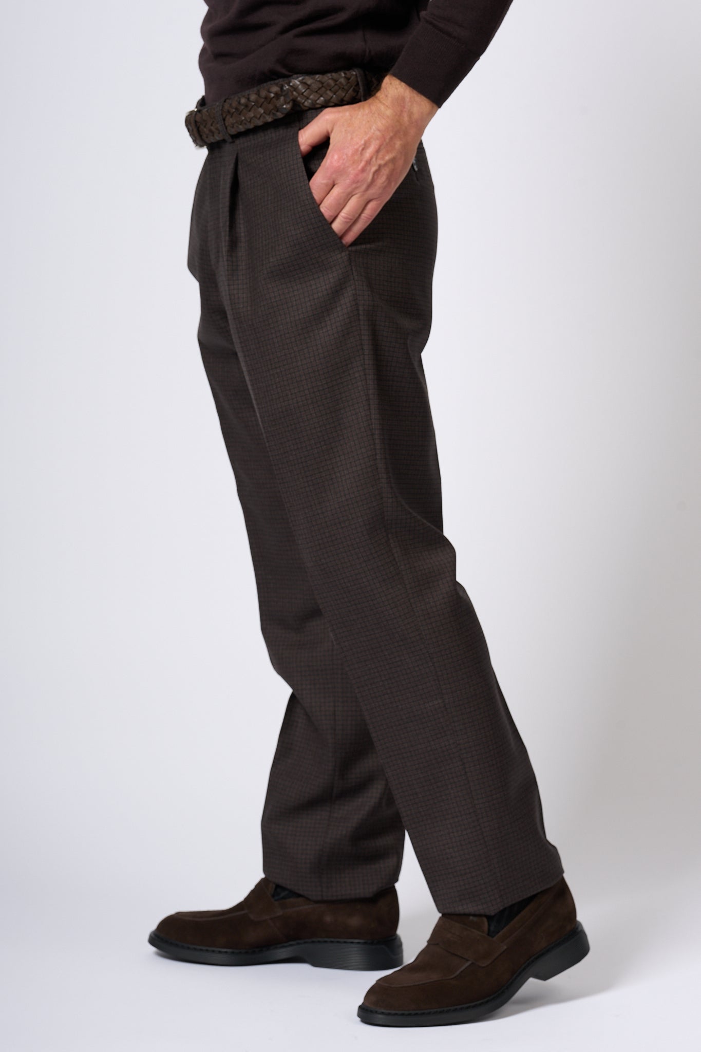 Lardini Pantalone Quadretto Marrone Uomo-3