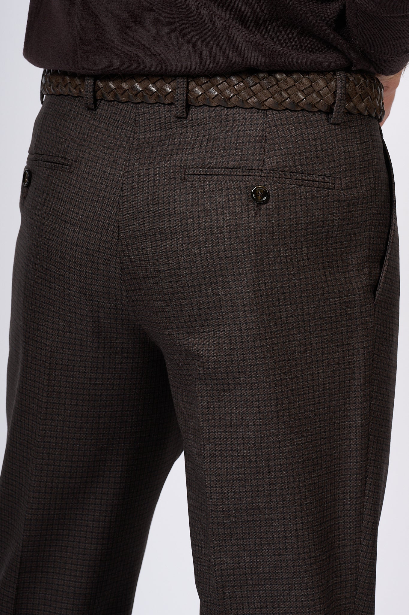 Lardini Pantalone Quadretto Marrone Uomo-4