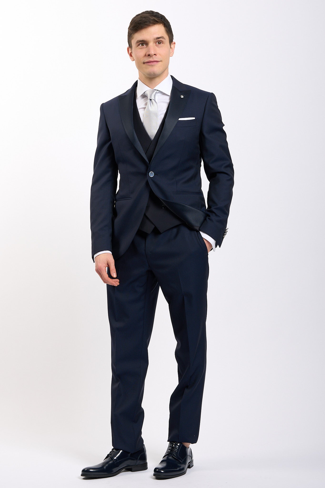 Lubiam Abito Collo in Raso Blu Uomo-9