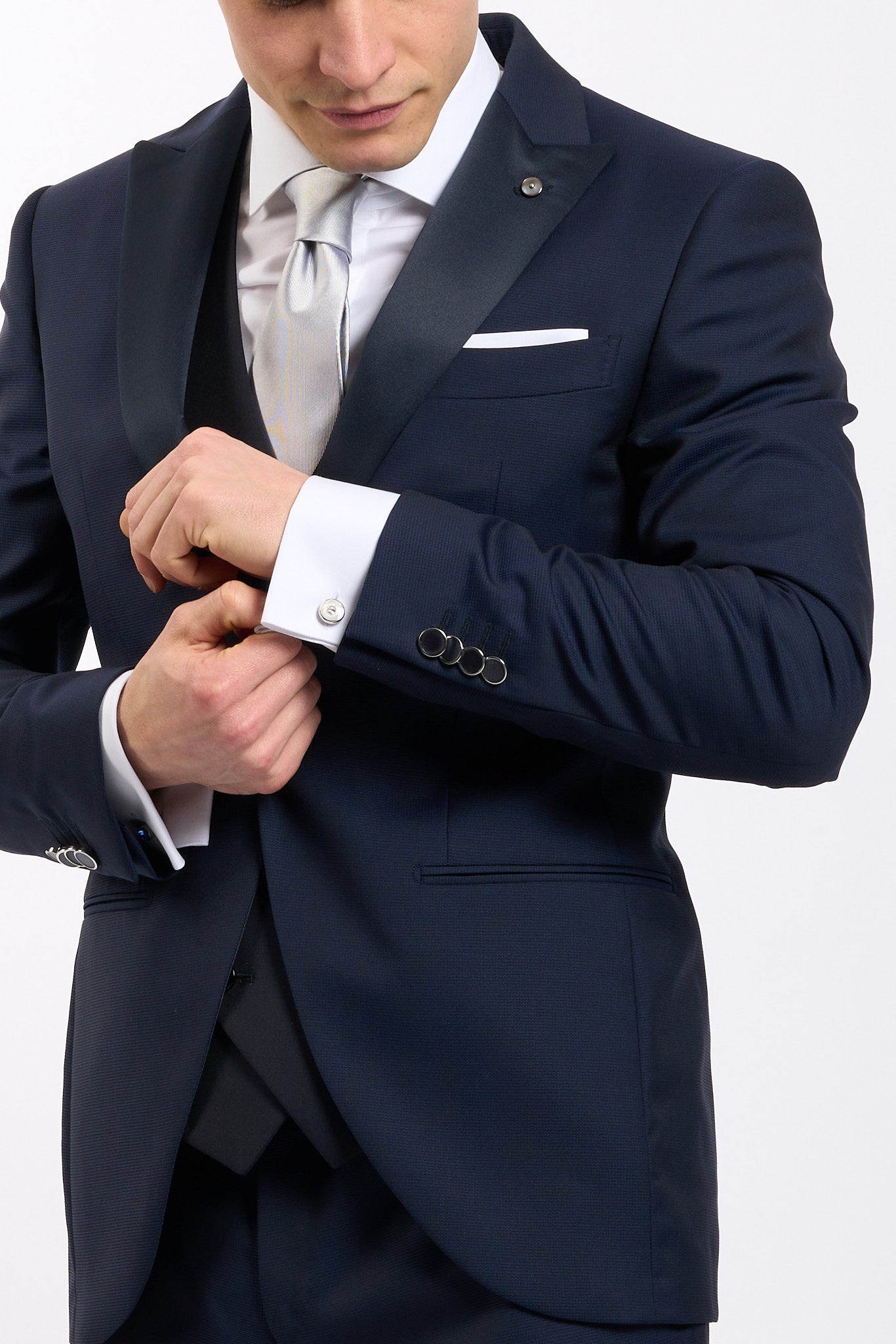 Lubiam Abito Collo in Raso Blu Uomo-2