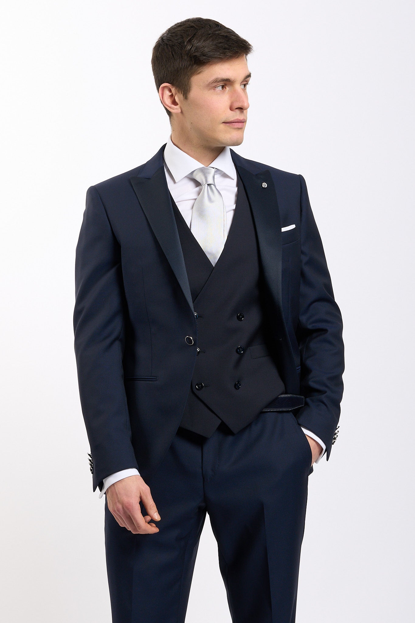 Lubiam Abito Collo in Raso Blu Uomo-6