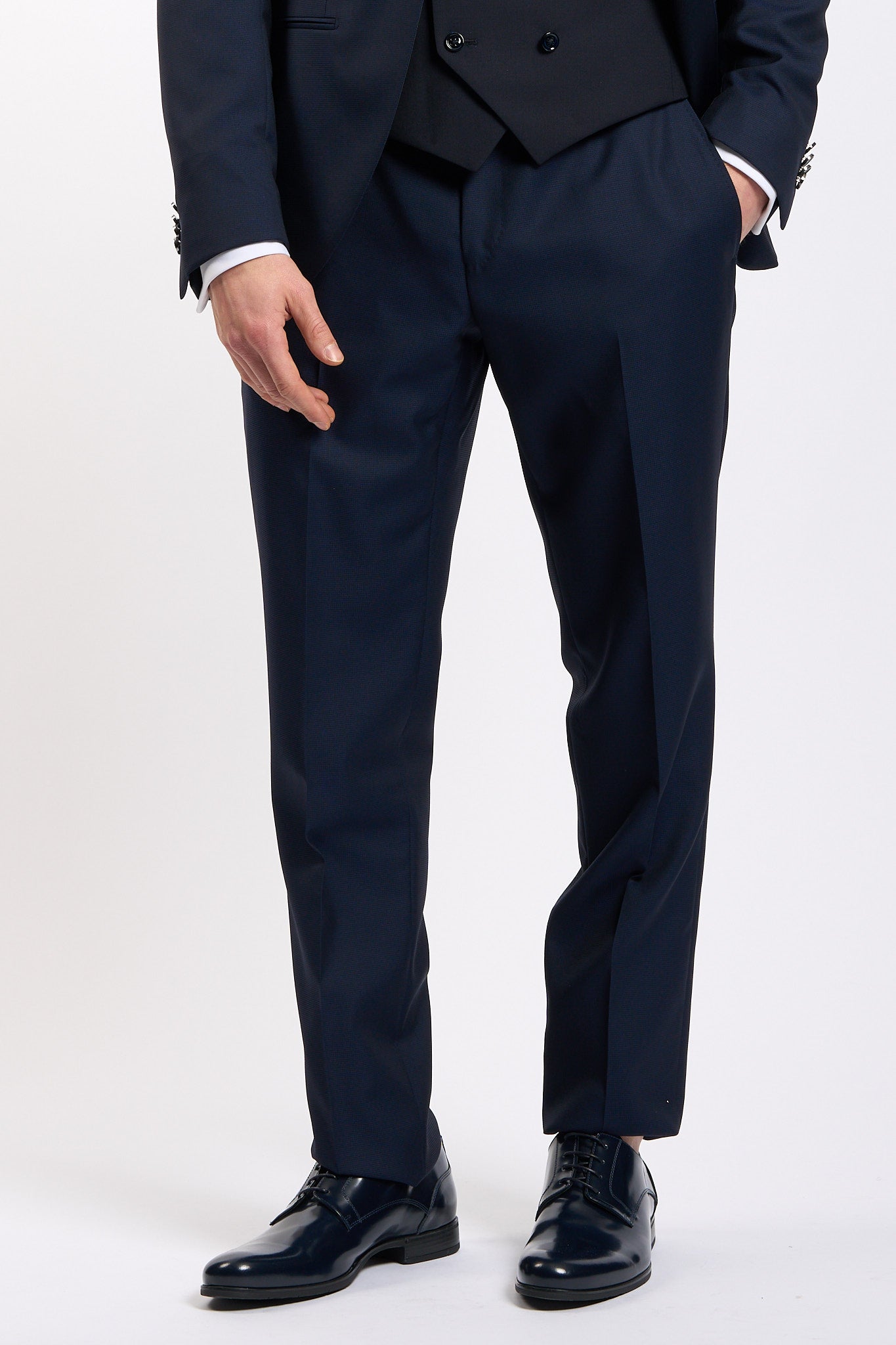 Lubiam Abito Collo in Raso Blu Uomo-4