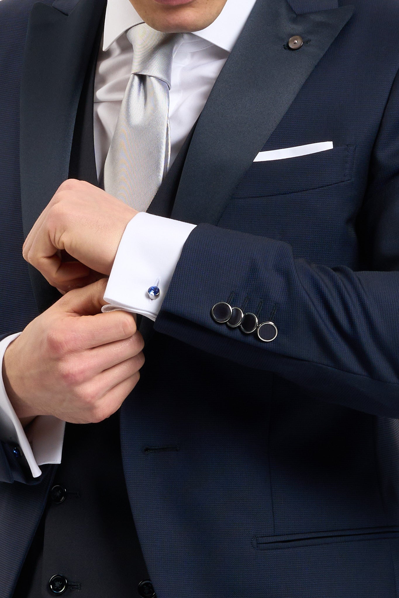 Lubiam Abito Collo in Raso Blu Uomo-8