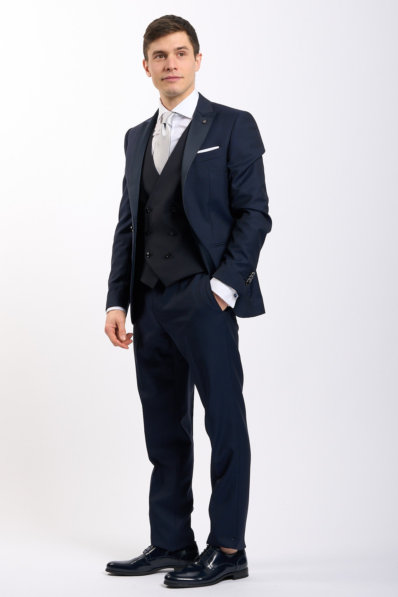 Lubiam Abito Collo in Raso Blu Uomo-3
