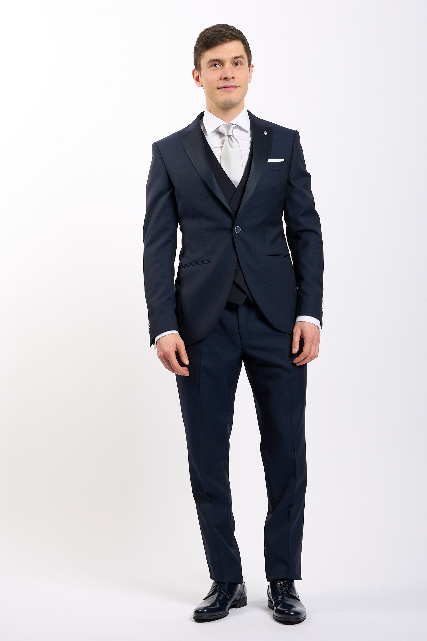 Lubiam Abito Collo in Raso Blu Uomo-1