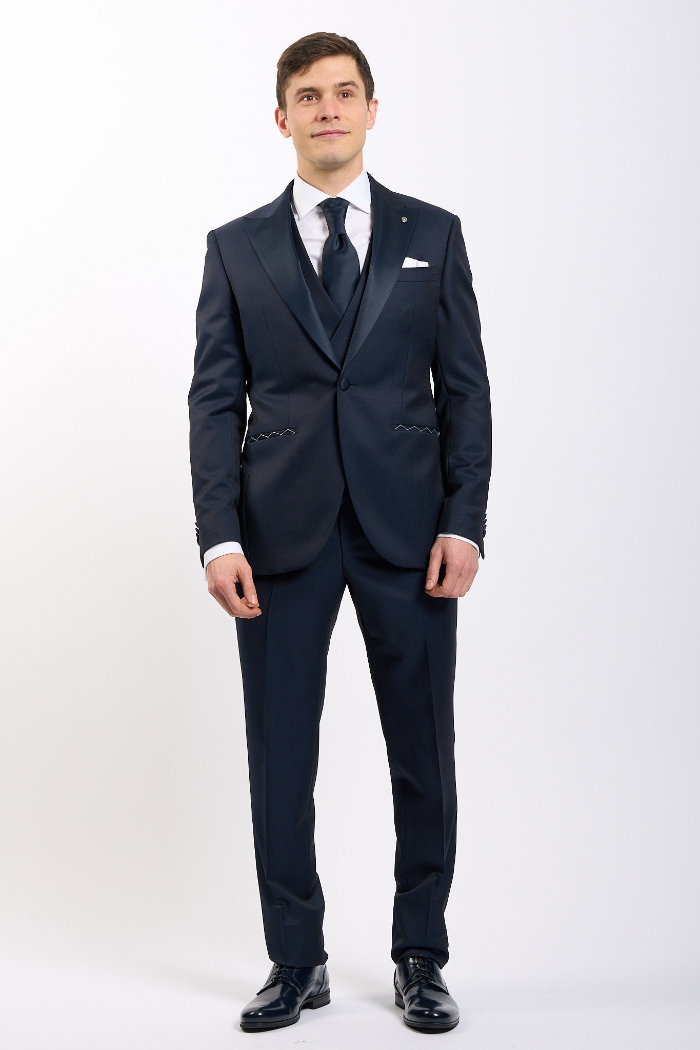 Lubiam Abito+gilet+plastrom Blu Uomo-1
